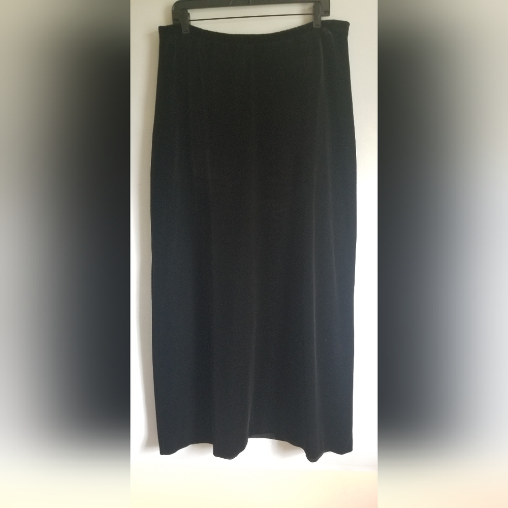 Women's Miss Accent Act III black long velvet skirt SzXL elastic waist - Picture 3 of 12
